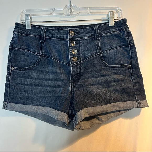 Blackheart Blue Jean Shorts High-Waisted Cuffed Size 11 - Picture 1 of 6